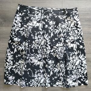 Apostrophe Linen Blend Women's Size 14 Black & White Abstract Geometric Skirt